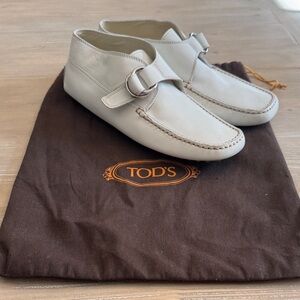 Tod's Off-White Leather Slip-On Loafers